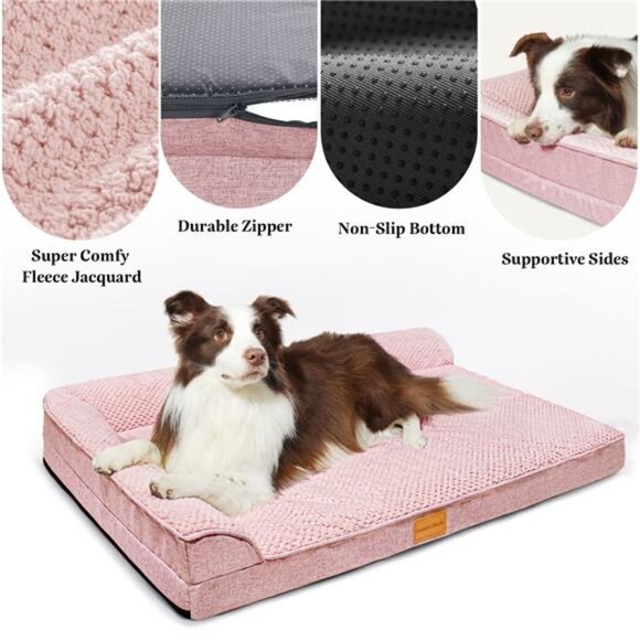 Orthopedic Pet Bed  Dogs, 30"X20"  Waterproof L Shaped Dog Bed Washable Cover - Picture 7 of 7